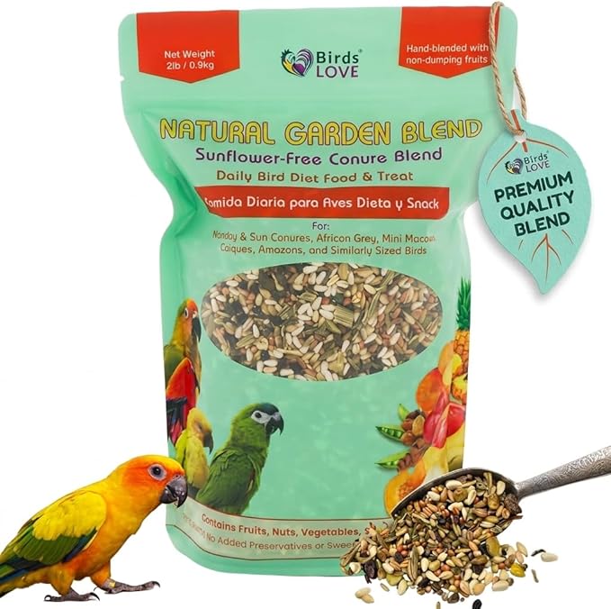 Birds LOVE All Natural Garden Blend Bird Food for Conures - Sunflower Free 2lb