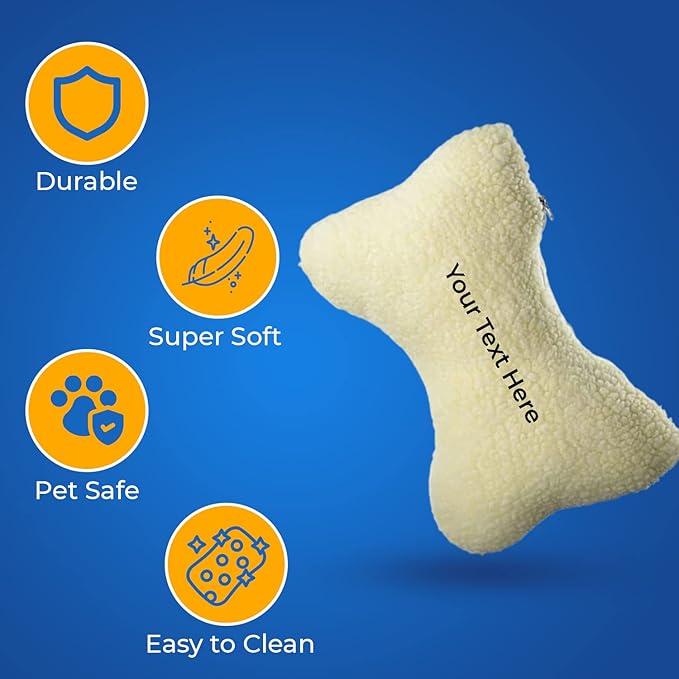 Personalized Passion Bone Shaped Pillow for Dog - Perfect Shaped Toy for Pets Personalized Name Pet Dog Toy for Play and Rest - Medium