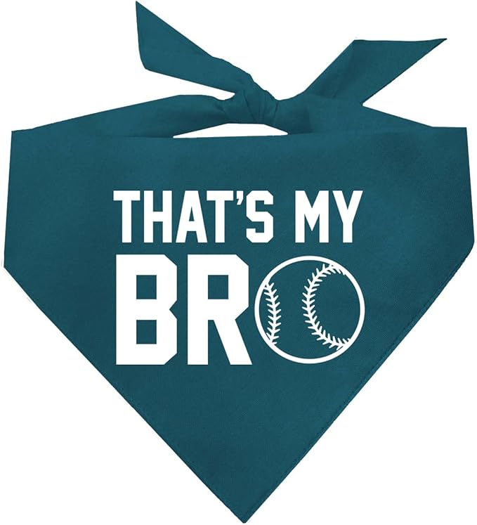 That's My Bro Dog Bandana | 100% Cotton Adjustable Triangle | Made in USA | Baseball| Sports | Biggest Fan | Game Day | Teal, One Size (535)