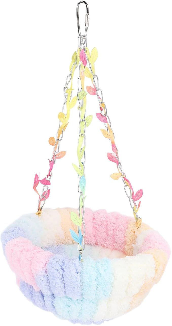 Bird Hanging Hammock, Plush Warm Bird Swing Bed Bird Cage Accessory for Parakeets Budgie Conure Cockatiel