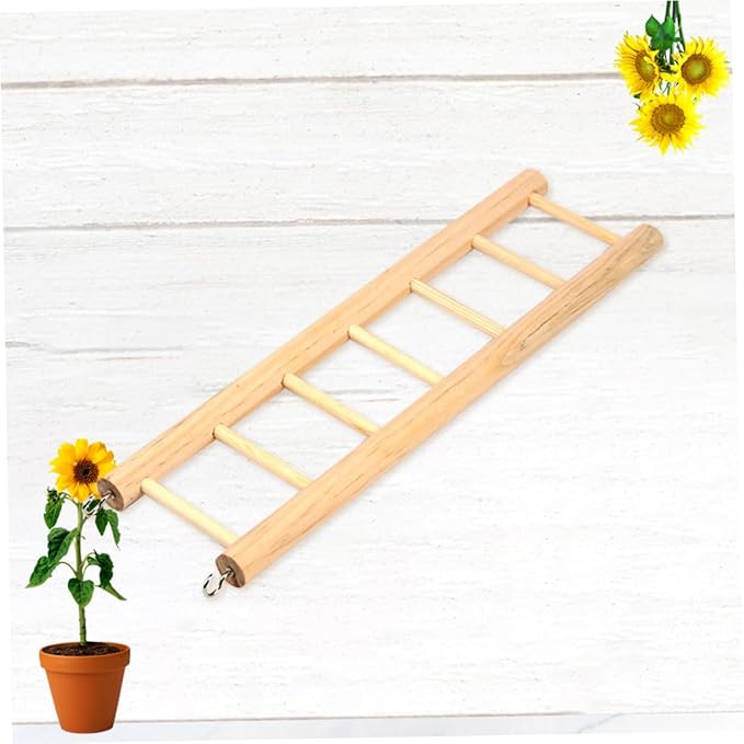 Wooden Climbing Ladder for Parrots Hamsters and Squirrels Mini PET Toy 6 Steps for Bird Cage Entertainment and Exercise