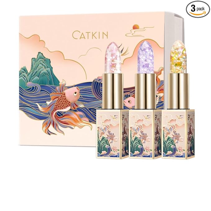 CATKIN Lip Balm Color Tinted Changing Lipstick Ultra Hydrating Lip Moistrurizer Lip Care with Vitamin E Nourishing For Cracked & Dry Lips 0.12 oz 3pcs with Gift Box (C04+C07+C22)