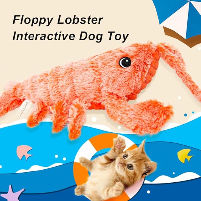 Wiggly Lobster Dog Toy, Flopping Lobster Toy for Cats and Small Dogs, Wiggly Lobster - Interactive Dog Toy (1 pcs Pink)