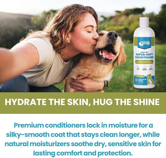 Groomer’s Goop Glossy Coat Super-Soft Conditioner – Deep Moisture Formula Softens & Detangles Dog & Cat Coats, Soothes Dry Skin, Natural Ingredients, Dye-Free – 16 oz Bottle