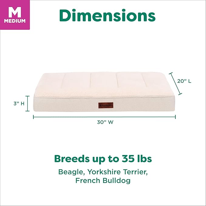 Furhaven Orthopedic Dog Bed – Classic Cushion with Plush Tufted Top, Supportive Foam Mattress, Removable Washable Cover, Joint Relief - Wheat, Medium