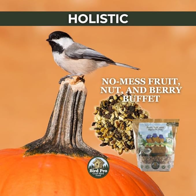 Bird Pro No-Mess Fruit, Nut & Berry Buffet – Super-Premium Wild Bird Food Mix with Almonds, Walnuts, Pecans, Pistachios, Raisins, Cherries & Cranberries – Zero Fillers, 100% Edible (36 Pounds)