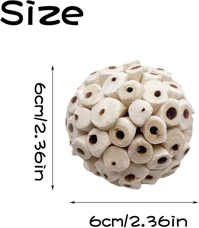 LWINGFLYER 6 Pieces Sola Atta Ball Parrot Biting Toy Bird Chew Accessories Natural Sola Plant Material for Birds, Rabbits, Hamsters and Small Pets.