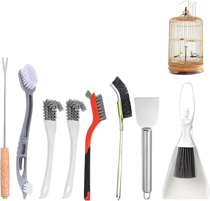 Bird Cage Cleaning Brush Tool Set, Bird Cage Cleaner, Suitable for Bird Cages, Rabbit Cages, Hamster Cages, Parrot Cages, and Other Small Pet Cage Accessories