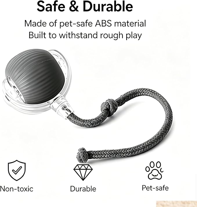Cat Ball Toy,New Interactive Rolling Cats Dog Toy Balls 360° Smart Automatic Rolling Pet Ball, Fast Moving Toy for Dog,Interactive Toys for Cats (Grey)