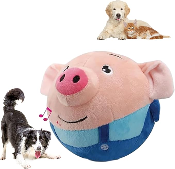 Active Moving Pet Plush Toy, Interactive Plush Dog Toy for Active Pets, Rechargeable Talking & Moving Pig Toy - Ideal for Dogs & Cats, Fun Playtime at Home, Park, or Beach (Style 1)