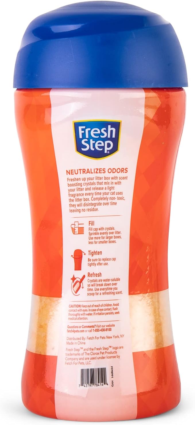 Fresh Step Cat Litter Crystals Deodorizer, Non Toxic Odor Neutralizing Crystals for Litter Boxes that Help Control Smells and Keep Home Areas Fresh, Summer Breeze Scent, 15 Ounce - 6 Pack