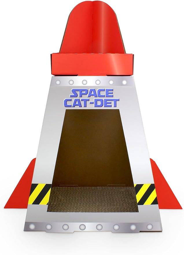 American Cat Club Cat House with Scratcher & Catnip Included - Space Ship