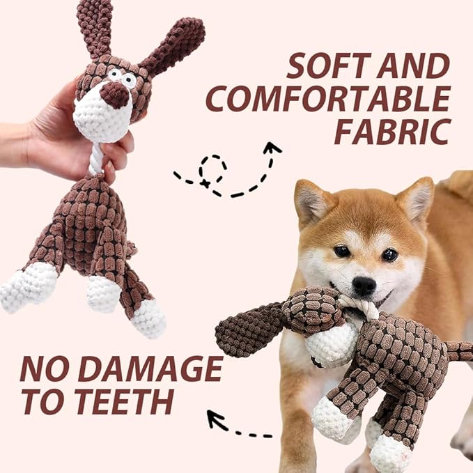 2026 New Dog Toys, Indestructible Plush Dog Toy for Aggressive Chewers, Interactive Squeaky Soft Puppy Chew Toy, Durable Teething Toys for Small Medium Large Dogs (Black+White)