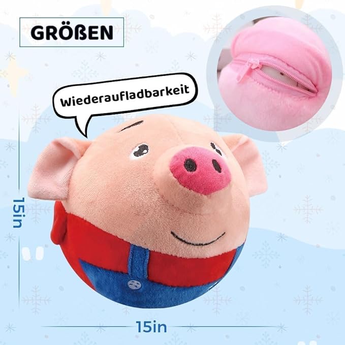Interactive Dog Toys, Active Moving Pet Plush Toy, 2026 Squeaky Moving Dog Ball, Washable Cartoon Pig Sound Electronic Dog Toy, Shake Bounce Boredom Talking Toys for Dog Cats (Hamster)