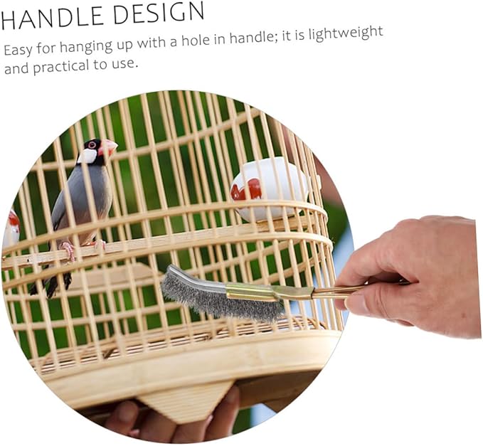 2pcs Handle Bird Cage Cleaning Brush for Parrot and Bird Cages Lightweight and Easy to Use for Daily Maintenance Wire Bristles for Cleaning