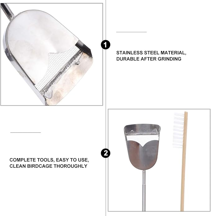 Angoily 6pcs Bird Cage Cleaning Tools Set Pet Parrot Brush and Shovel for Efficient Cage Maintenance Random Bird Poop Scraper Brush