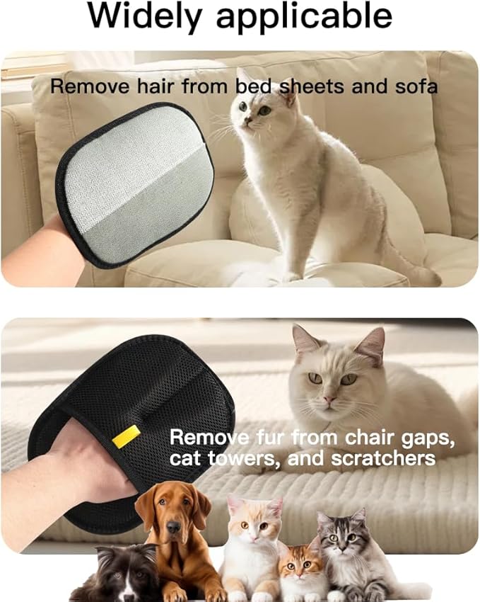 Pet Hair Removal Glove, Reusable Pet Grooming Mitt for Dogs and Cats, Effectively Removes Hair from Clothing Couch Carpet Car Seat (1 Pack)