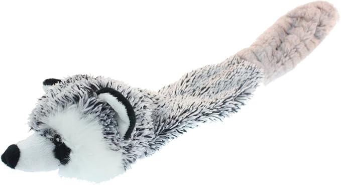 Multipet Bouncy Burrow Raccoon 20-Inch No Stuffing Dog Toy