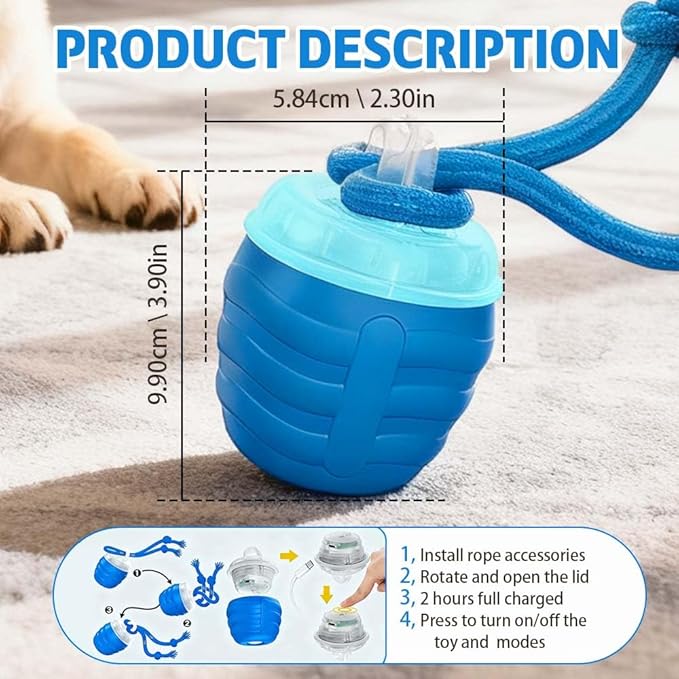 Interactive Dog Toys, 2026 Upgraded Motion Activated Squeaky Cat Balls, 360° Smart Automatic Rolling Moving for Bored Pet Cats Dogs, Interactive Dog Balls (Red)