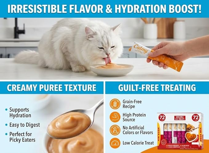 Lickable Cat Treats Squeeze Tubes 144 Pack | Grain-Free High-Protein Creamy Snacks | Chicken Tuna Salmon Beef Variety | All Life Stages Cats & Kittens