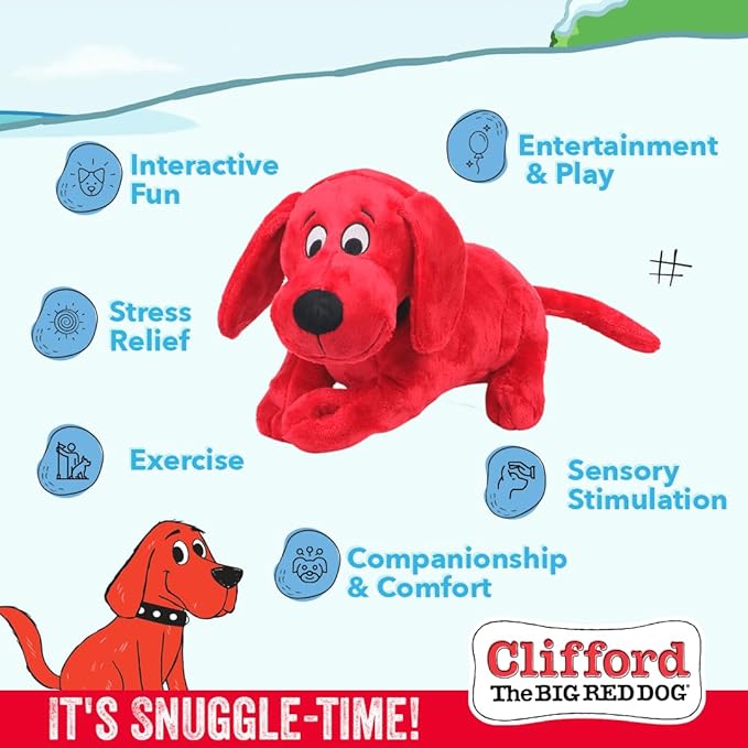 Clifford® Snuggle Buddy Plush Dog Toy | Cozy Dog Stuffed Animals Play Toy for Medium to Large Dogs | Comfort, Squeakers, Crinkle, Interactive Bonding