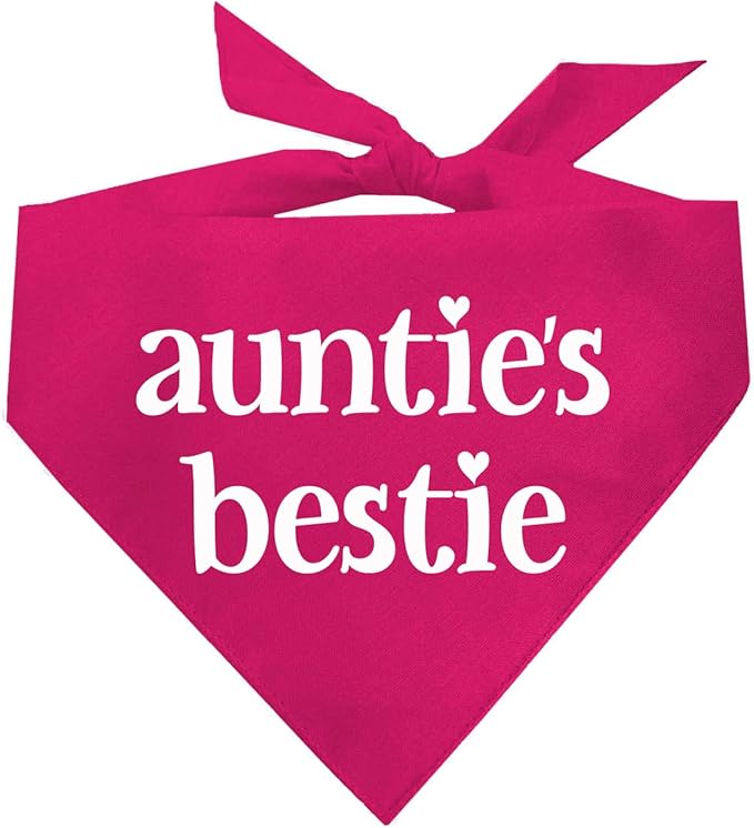 Auntie's Bestie Aunt, Valentine's Day, Mother's Day Dog Bandana (Hot Pink, OS 401)