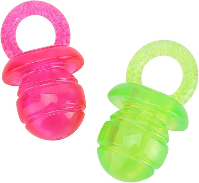Puppy Pacifier for Small Dogs, 2 PCS Dog Pacifier, Pet Puppy Molar Chewing Training Toys Bite Resistant Rubber Clean Teeth Tools (Red Green) (1)