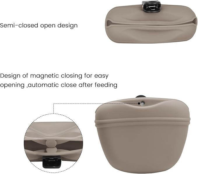AUDWUD Silicone Dog Treat Pouch,with Dog Training Clicker,Clip on Portable Training Container,Convenient Magnetic Buckle Closing and Upgraded Waist Clip for Enhanced Stability