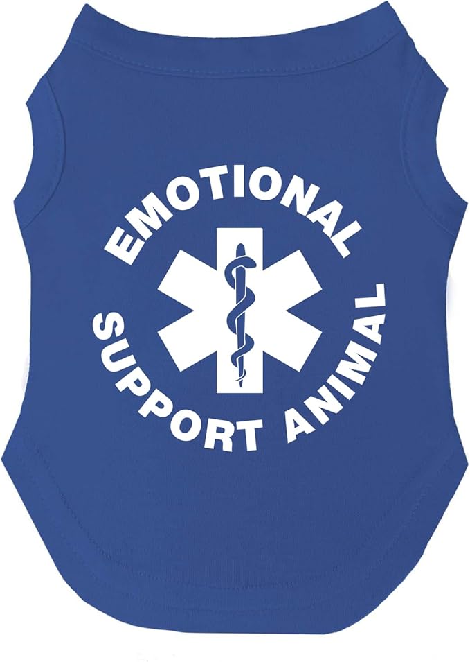 Emotional Support Animal Dog Tee Shirt | Sleeveless Breeds | Service Dog | Working Animal | Assistance |Royal Blue, 5X-Large 209