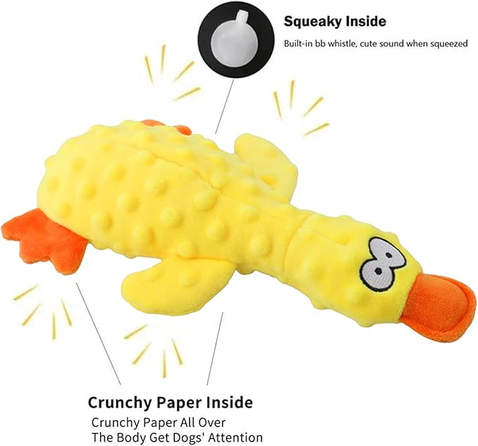 Calming Duck for Dogs, Interactive Squeaky Dog Chew Toy with Built-in Squeaker, Stuffed Duck Dog Squeaky Toy to Keep Them Busy for Small, Medium & Large Dogs Cats