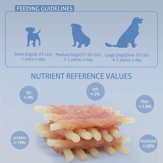 Dog Treats Chews, Chicken Wrapped Cod Sticks, Rawhide Free & Grain Free Dog Snacks for Training Rewards (16 pcs,10.6 oz)