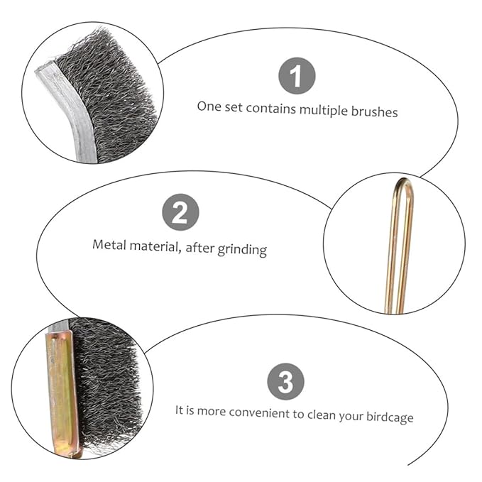 2pcs Bird Cage Cleaning Brush Long Handle Feeder Cage Wire Brush Cleaner Easy Cleaning Bird Parrot Accessories 24x3cm