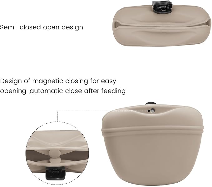 AUDWUD Silicone Dog Treat Pouch,With Dog Training Clicker,Clip on Portable Training Container,Convenient Magnetic Buckle Closing and Upgraded Waist Clip for Enhanced Stability