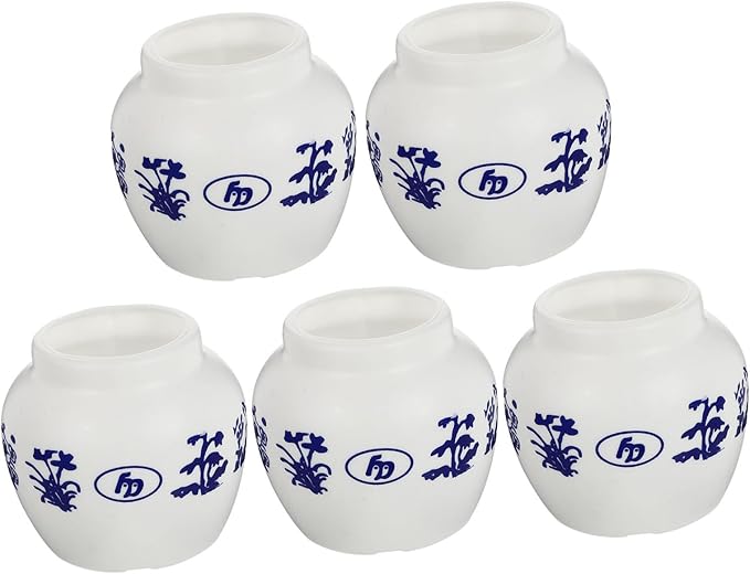 5pcs Small Blue and White Porcelain Style Parrot Bowls Bird Feeding Cups Water Dishes for Cockatiels Parakeets Bird Cage Accessories