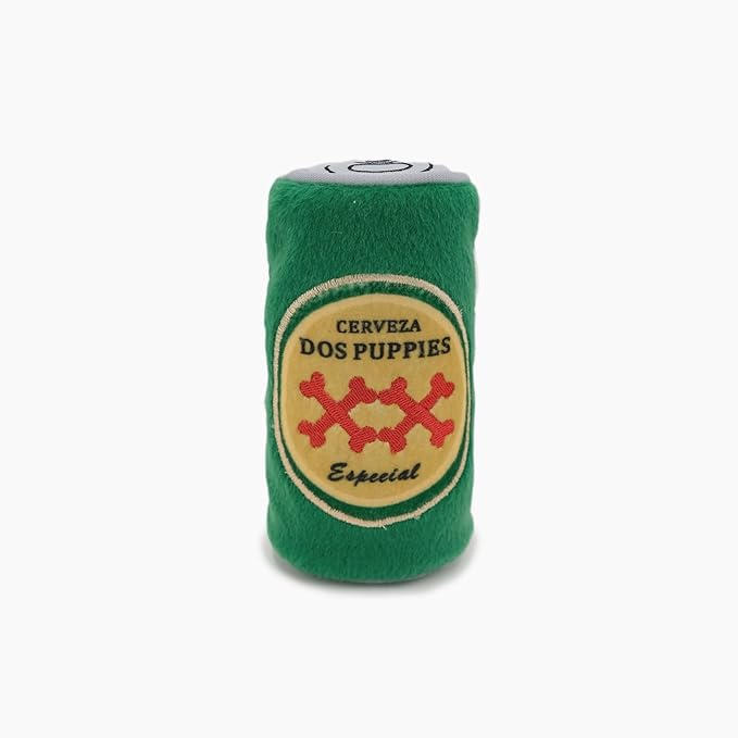 ZippyPaws Squeakie Can - Dos Puppies, Funny Alcohol Dog Toys for Small & Medium Dogs, Beer Can Puppy Toys for Dog Birthday