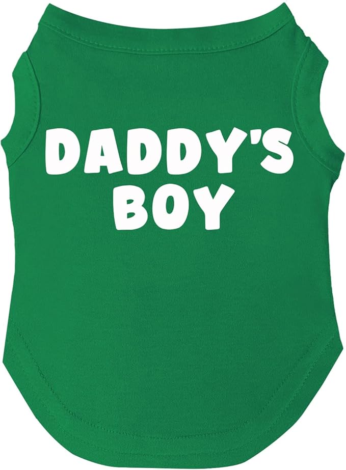 Daddy's Boy Father's Day Dog Tee Shirt | Sleeveless | Sizes for Puppies, Toys and Large Breeds (Green, X-Small 943)