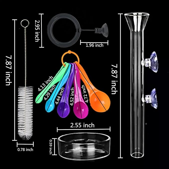Fish Feeding Ring, Shrimp Feeding Dish, and Feed Measuring Spoon - Ideal Betta Fish Toys and Aquarium Accessories with Coral Feeder and Shrimp Tube