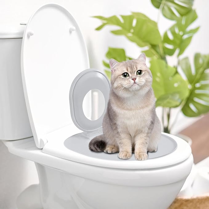 Cat Toilet Training Pad,2026 Cat Toilet Training Kit,Reusable Thrainer,Trainig Seat Tool,Washable Cleaning Pad for Cats,Portable Trainer for Home Pet Shop Pet Care,Easy Installation (Grey)