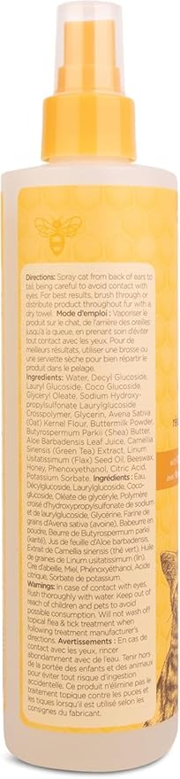 Burt's Bees for Pets Cat Dander Reducing Spray with Colloidal Oat Flour and Honey, Waterless Grooming Spray for Dry Skin and Dandruff Control, Cat Dander Remover for Allergy Support, 10 Fl Oz