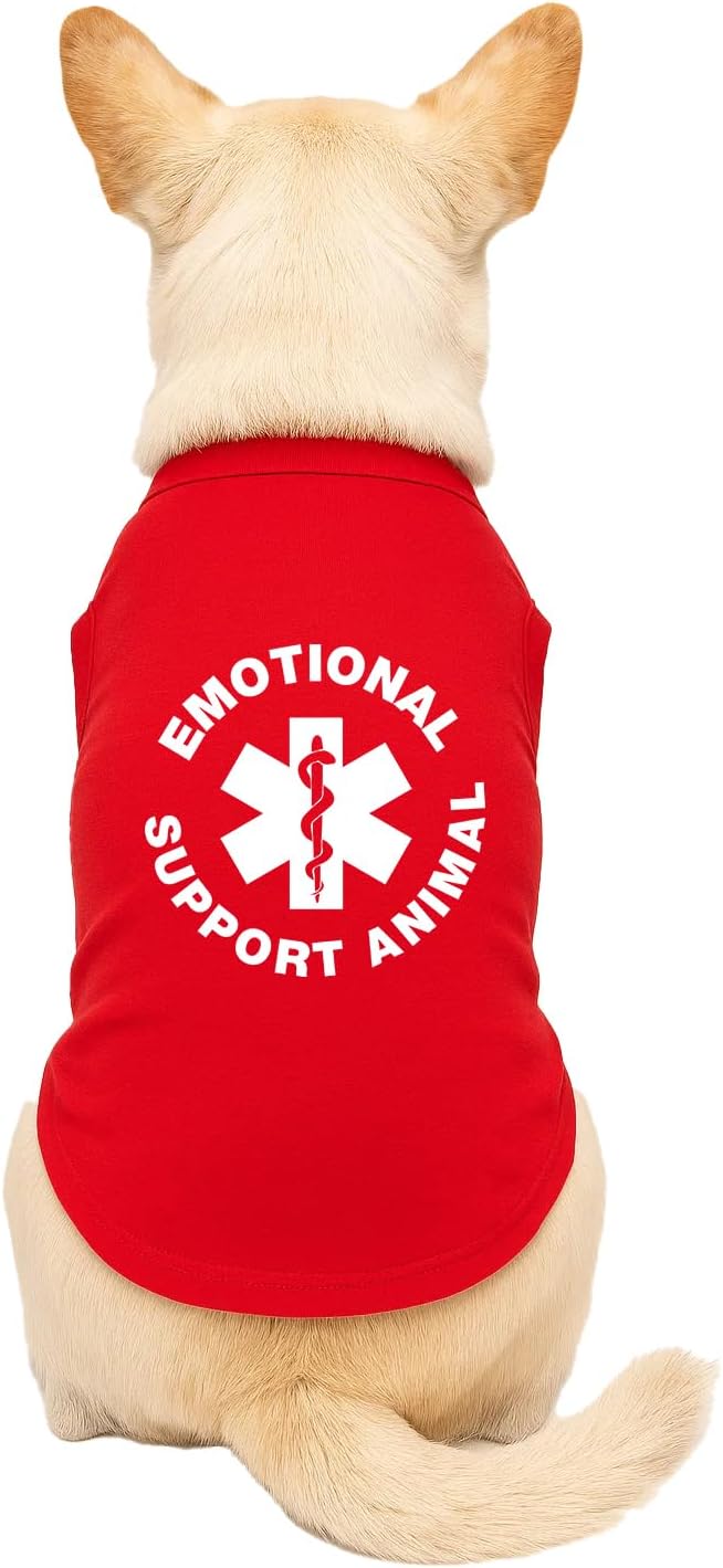 Emotional Support Animal Dog Tee Shirt | Sleeveless Breeds | Service Dog | Working Animal | Assistance |Red, 4X-Large 209