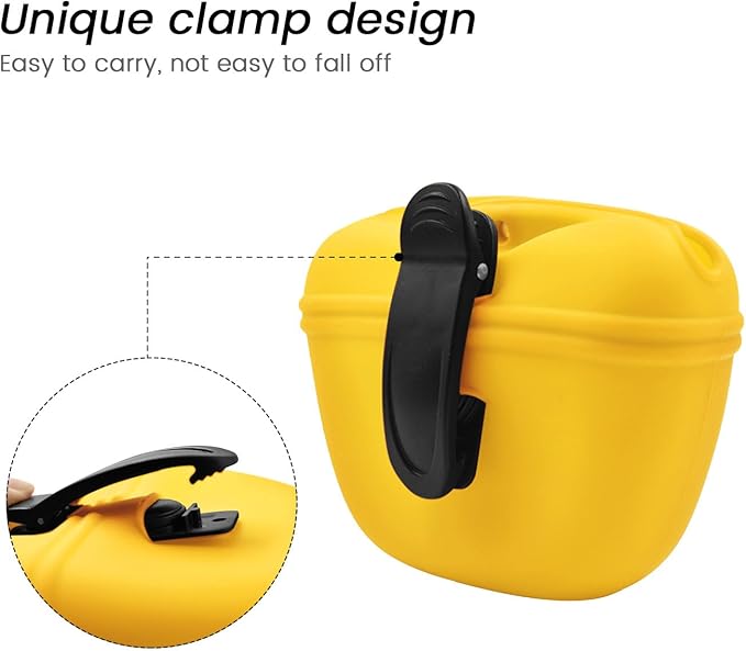 AUDWUD Silicone Dog Treat Pouch,with Dog Training Clicker,Clip on Portable Training Container,Convenient Magnetic Buckle Closing and Upgraded Waist Clip for Enhanced Stability
