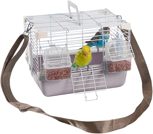 Portable Bird Cage - Travel Mini Aviary, Sturdy Handle Carrier, Easy Cleaning Design, Excellent Pet Habitat, Trending Small Animal Tool, Cockatiels Peony Budgies Accessories 10.63x7.87x7.87 Inches