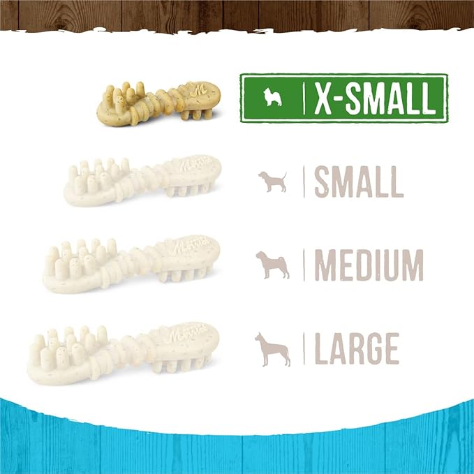 Merrick Fresh Kisses Natural Dental Chews Toothbrush Treat Shape Infused With Real Mint For Tiny Dogs 5-15 Lbs - 33 ct. Bag