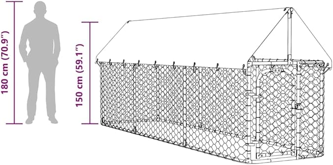 vidaXL Outdoor Dog Kennel, Dog Pen Kennel Playpen House with Roof, Heavy Duty Dog Crate Outdoor Metal Pet Animal Cage Fence for Yard