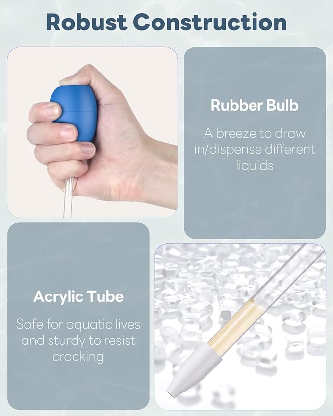 Pawfly Aquarium Coral Feeder 13.7 Inch Long Tube Coral Food Feeder Manual Feeding Tube Fish Excreta Cleaner Long Acrylic Syringe for Reef Marine Fish Shrimp Aquatic Plants