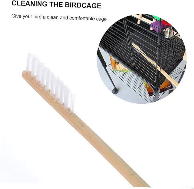 Mikikit 2pcs Pet Bird Cage Cleaning Tools Set Includes Bird Poop Scraper Brush for Parrot Cages Long Handle Design for Easy Cleaning
