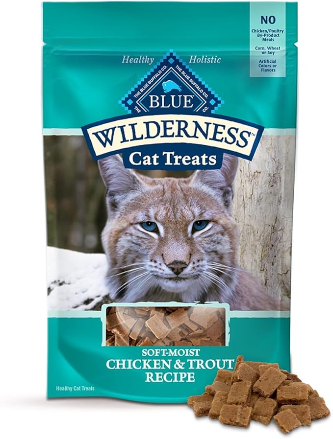 Buffalo Wilderness Soft Moist, Grain Free, Cat Treats, Variety Pack - 3 Flavors 2 Pack (Chicken & Trout, Chicken & Salmon, Chicken & Turkey) - 2 Oz