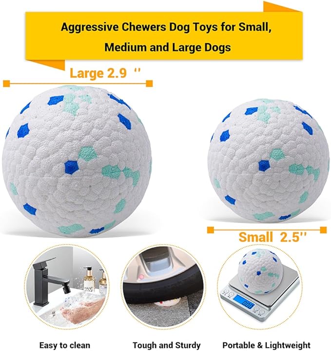 Dog Balls Toys for Aggressive Chewers, Indestructible Durable Bouncy Floating Balls for Dogs to Fetch, Durable Solid Rubber Ball for Training Dog