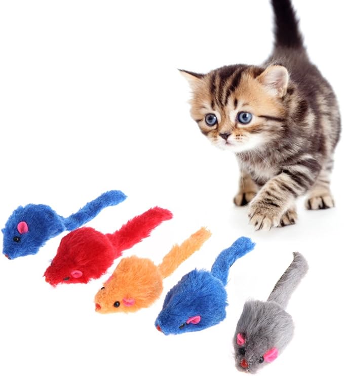 10PCS Plush False Mice Cat Toys Sound Making Interactive Play Soft Material Random Colors for Indoor Cats Entertainment