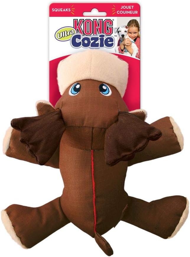 KONG - Cozie Ultra Max Moose - Squeaky Plush Dog Toy with Reinforced Seams - for Medium Dogs